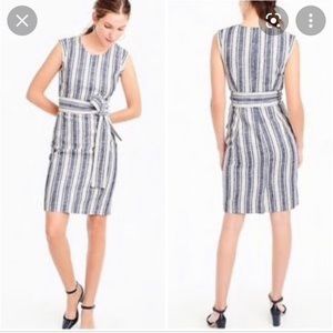 J Crew blue striped linen dress size 12